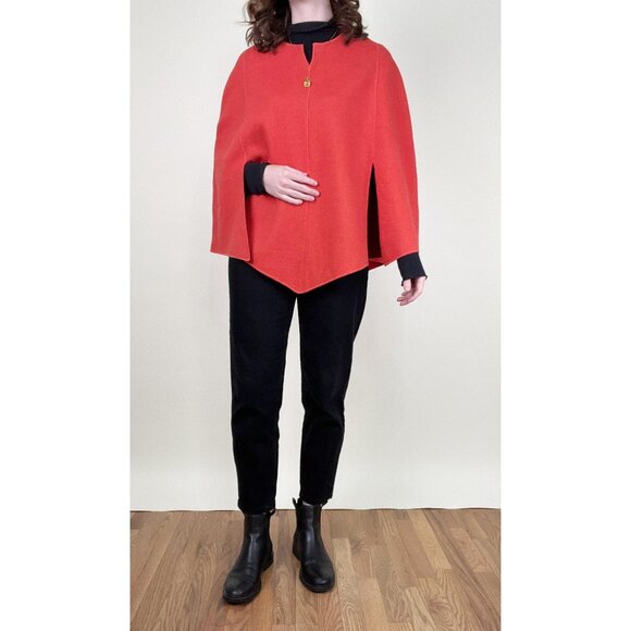 Vintage Wool Knit Cape Poncho Sweater Coat Shawl Jacket Fall Winter Scandi Girl - Picture 2 of 9